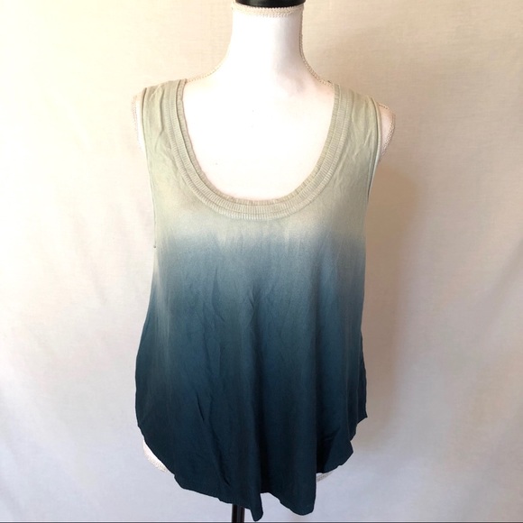 silence + noise Tops - UO Silence + Noise Teal Blue Dip Dye Ombré Tank